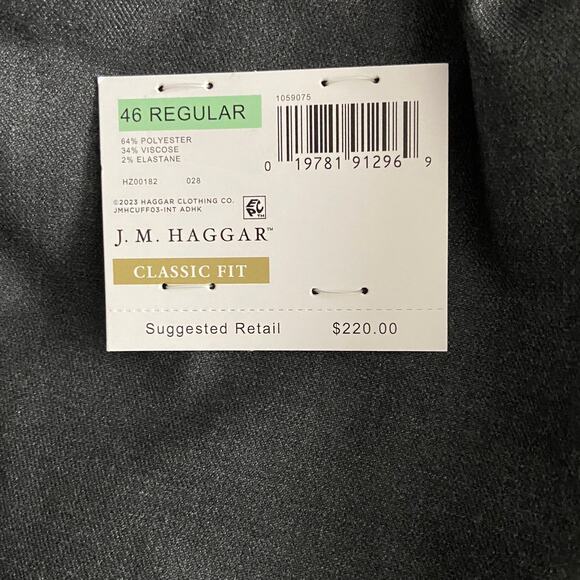 Haggar Men's 46R Classic Fit Premium Stretch Suit Jacket Charcoal NEW - Picture 11 of 11
